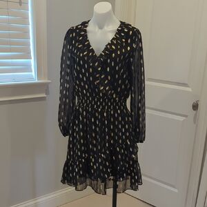 EUC- Hem & Thread Black and Gold Long Sleeve Dress-Sz Small